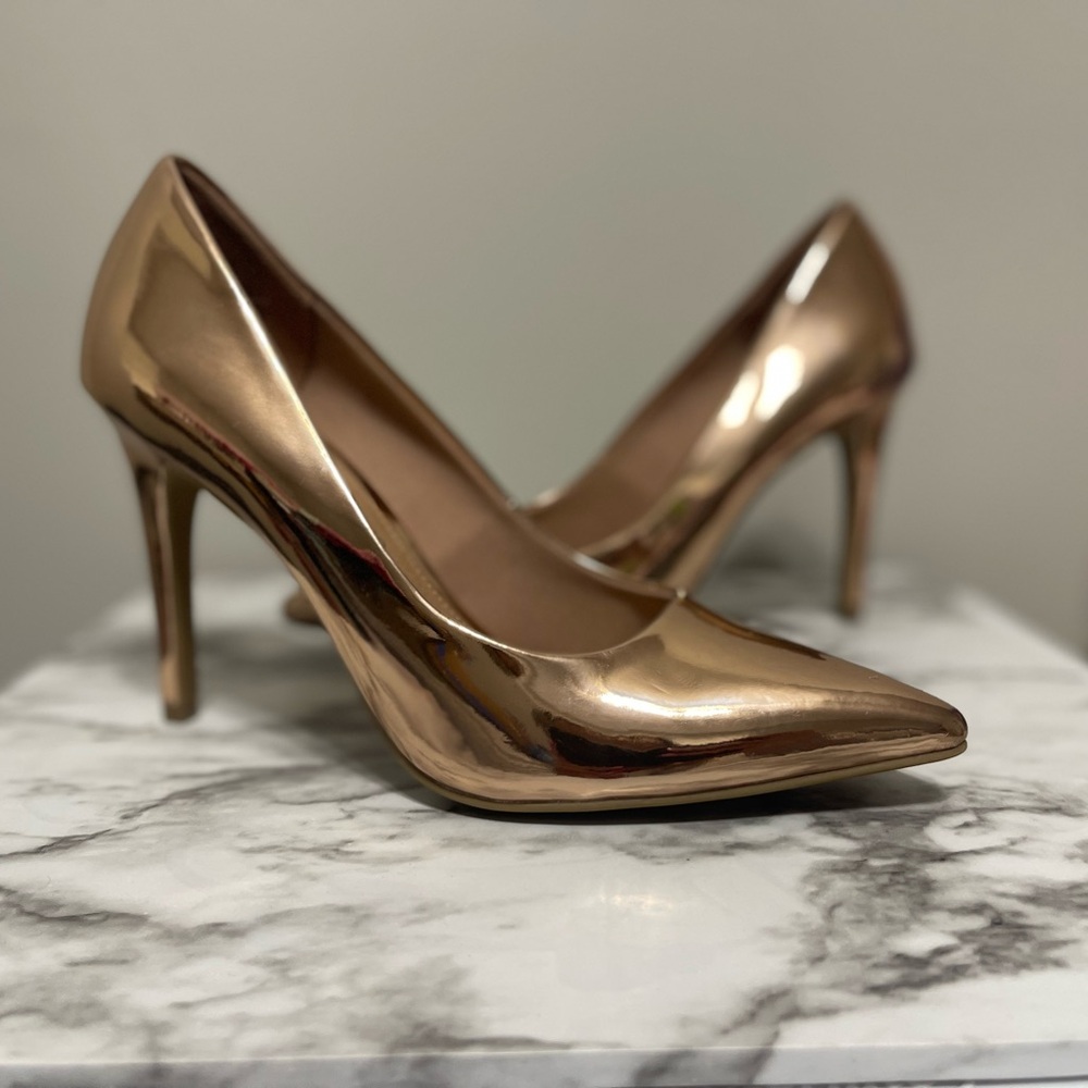 Christian Siriano Shiny Bronze Heels